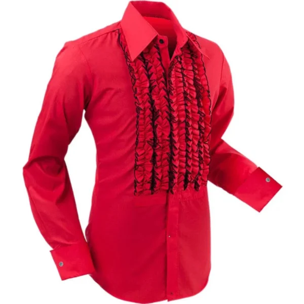 Mens ruffled dress shirt deals