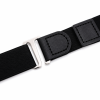 Adjustable black shirt stay belt with secure fastening system