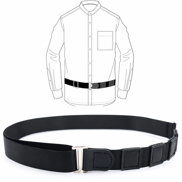 Premium Adjustable Shirt Stay Belt for Men in Black