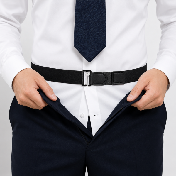 Shirt stay belt keeping a dress shirt neatly tucked