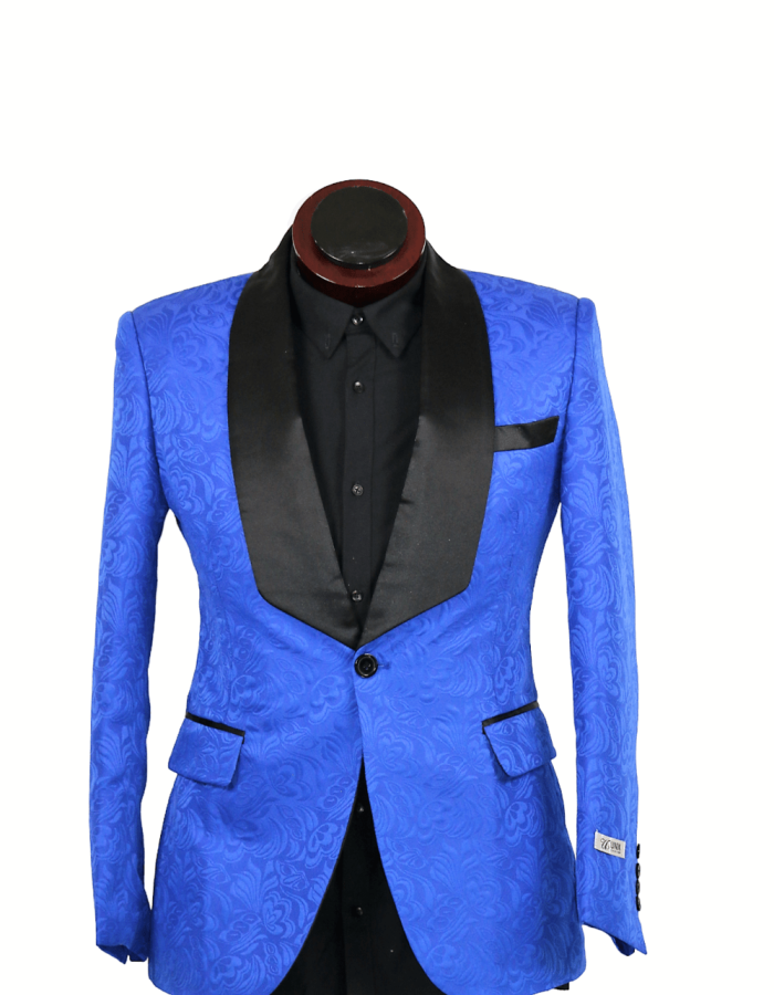 Men’s Floral Blue Tuxedo Suit Jacket